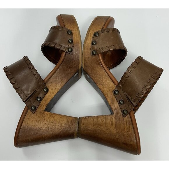 Johnston & Murphy Women's Clog Platform Sandal 8.5 Brown Leather Block Heel Boho - Picture 7 of 10